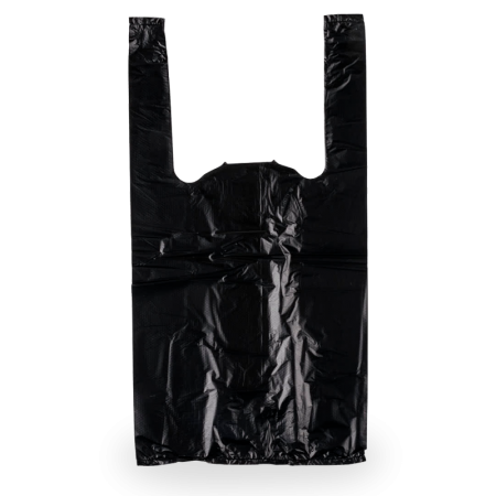 Saco de plástico preto com asa alça
